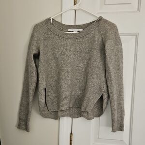 Diane Von Furstenberg Cashmere Gray Scalloped Side Vent Sweater Small S